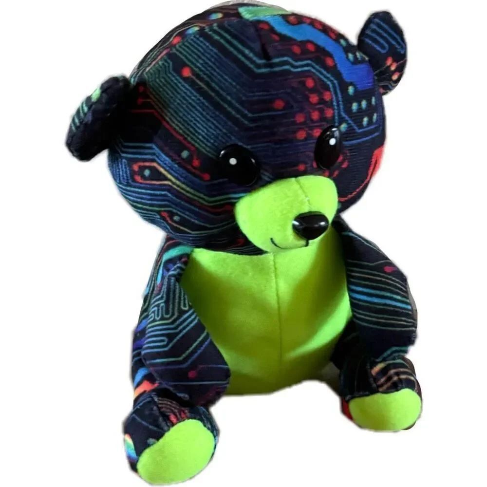 Futuristic computer chip teddy bear plush galaxy